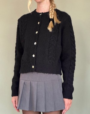 Motel Rocks Abelia Cable Knit Naisten Neuletakki Mustat | PND8786GW