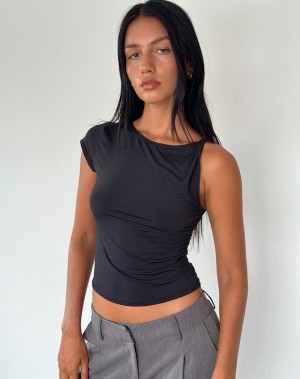 Motel Rocks Dannas Asymmetric Naisten T Paidat Mustat | XPC1331WL