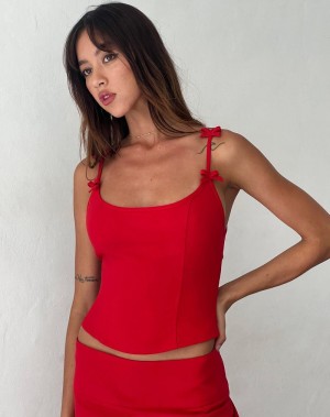 Motel Rocks Kaida Bow Detail Corset Naisten Liivi Punainen | YHC6544VF