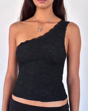 Motel Rocks Moira One Shoulder Pitsi Naisten Liivi Mustat | BPG4580GZ