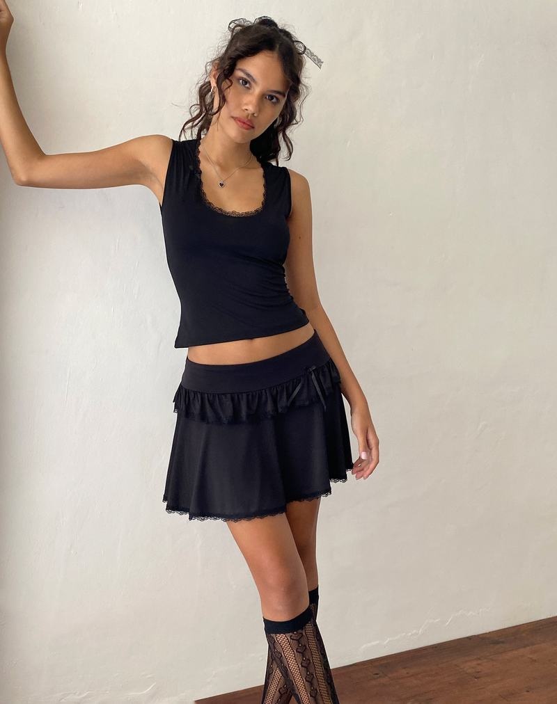 Motel Rocks Addalyn Pitsi Trim Mini Naisten Hameet Mustat | LLI3815GY