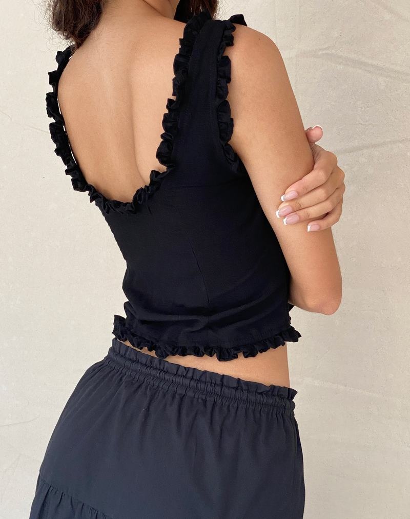 Motel Rocks Alsa Ruffle Edge Top Naisten Liivi Mustat | XSE1872JT