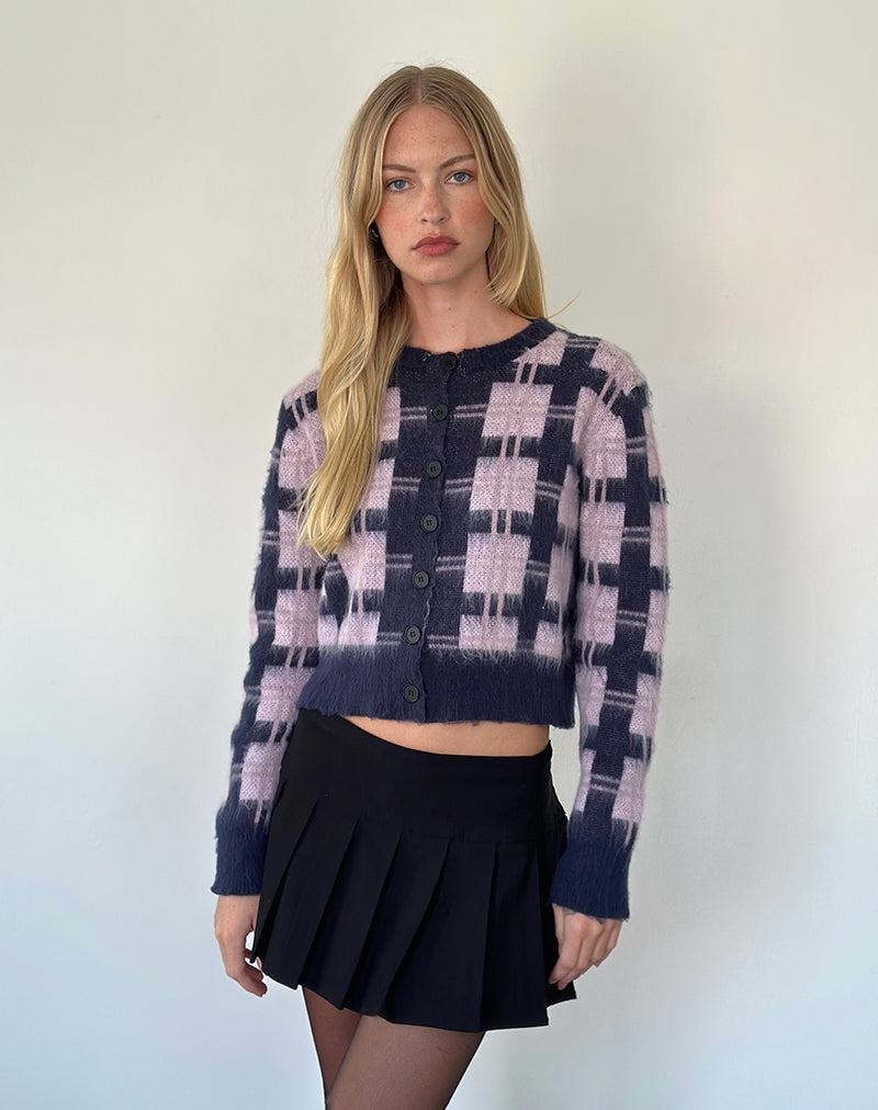 Motel Rocks Anzio Button Up Naisten Neuletakki Laivastonsininen Pinkki | FFV884FS