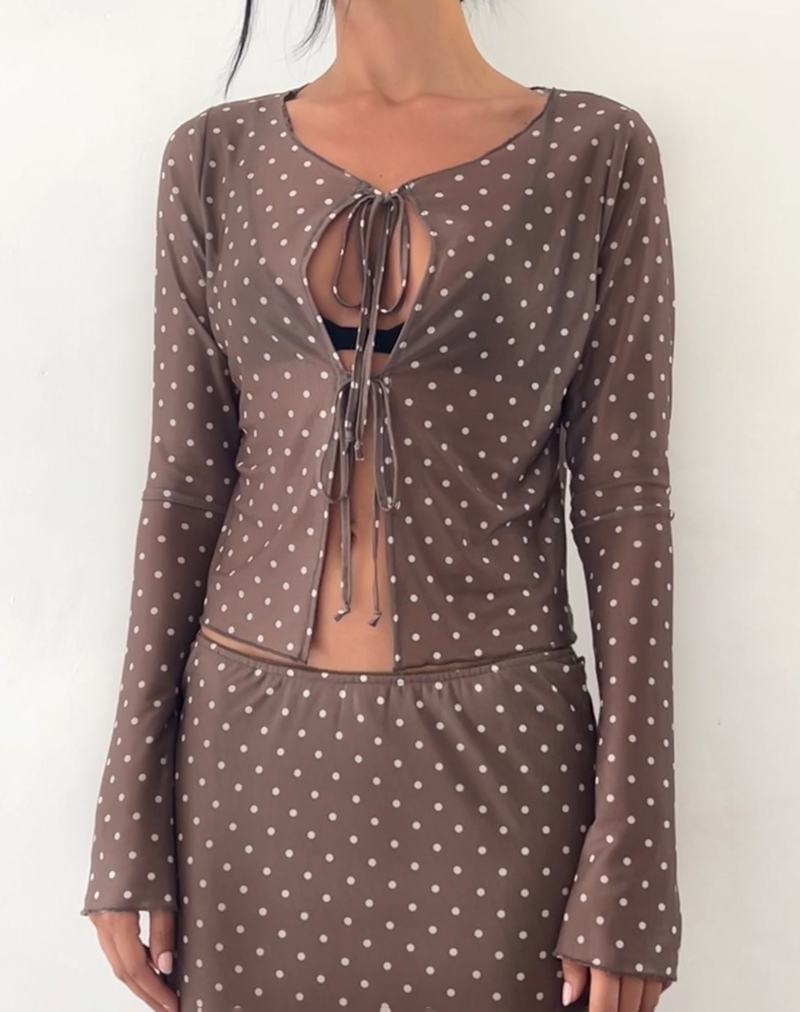 Motel Rocks Araceli Tie Front Naisten Pusero Ruskea | LZU4995CS
