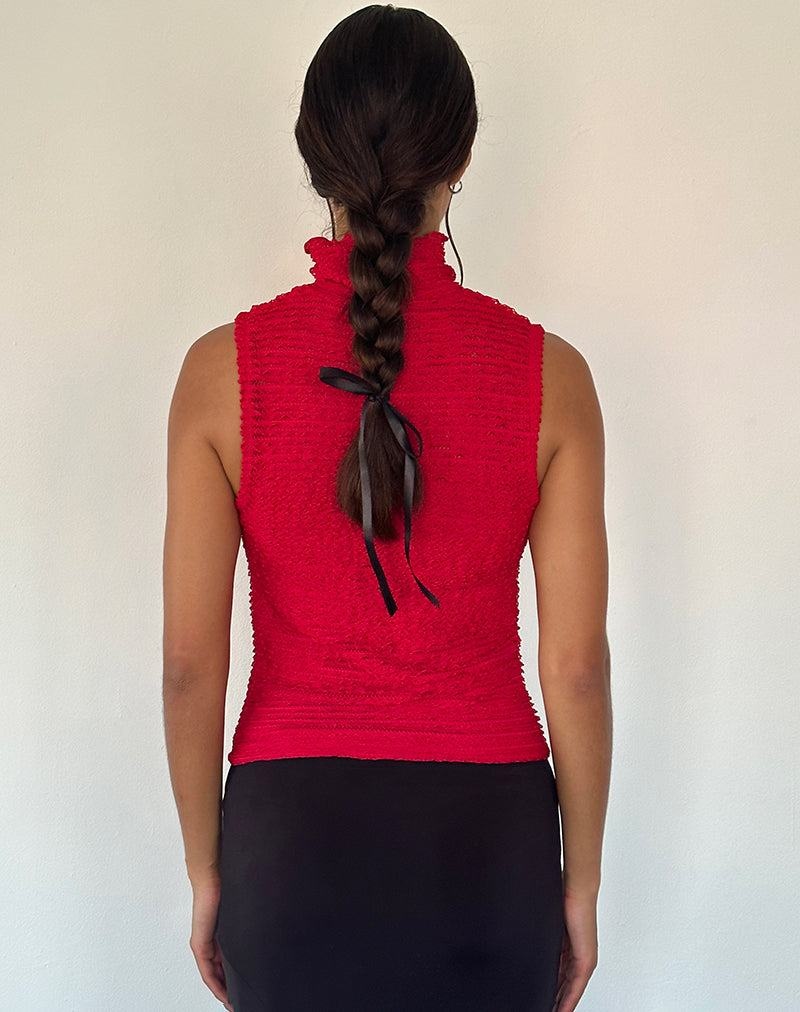 Motel Rocks Arien Textured Mock Neck Naisten Liivi Punainen | ONV418JW