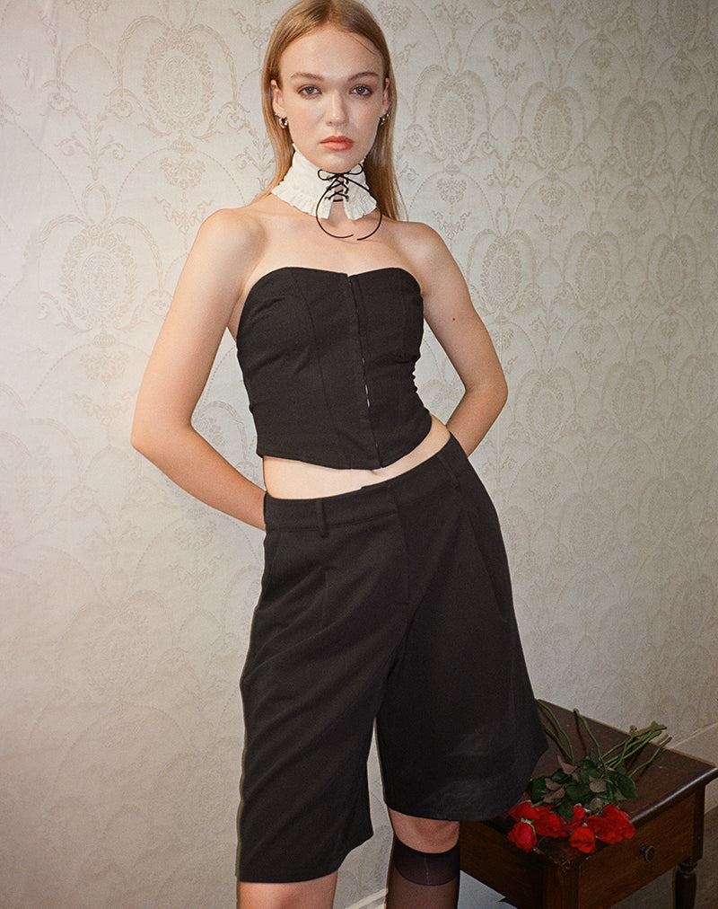 Motel Rocks Ayna Longline Naisten Shortsit Mustat | TMT1073RH