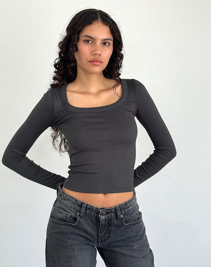 Motel Rocks Binlo Extra Long Sleeve Naisten T Paidat Mustat | GEB9858JZ