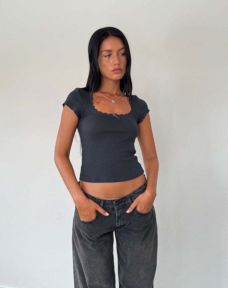 Motel Rocks Bovillo Cap Sleeve Naisten T Paidat Sininen Harmaat | ZHG8379DO