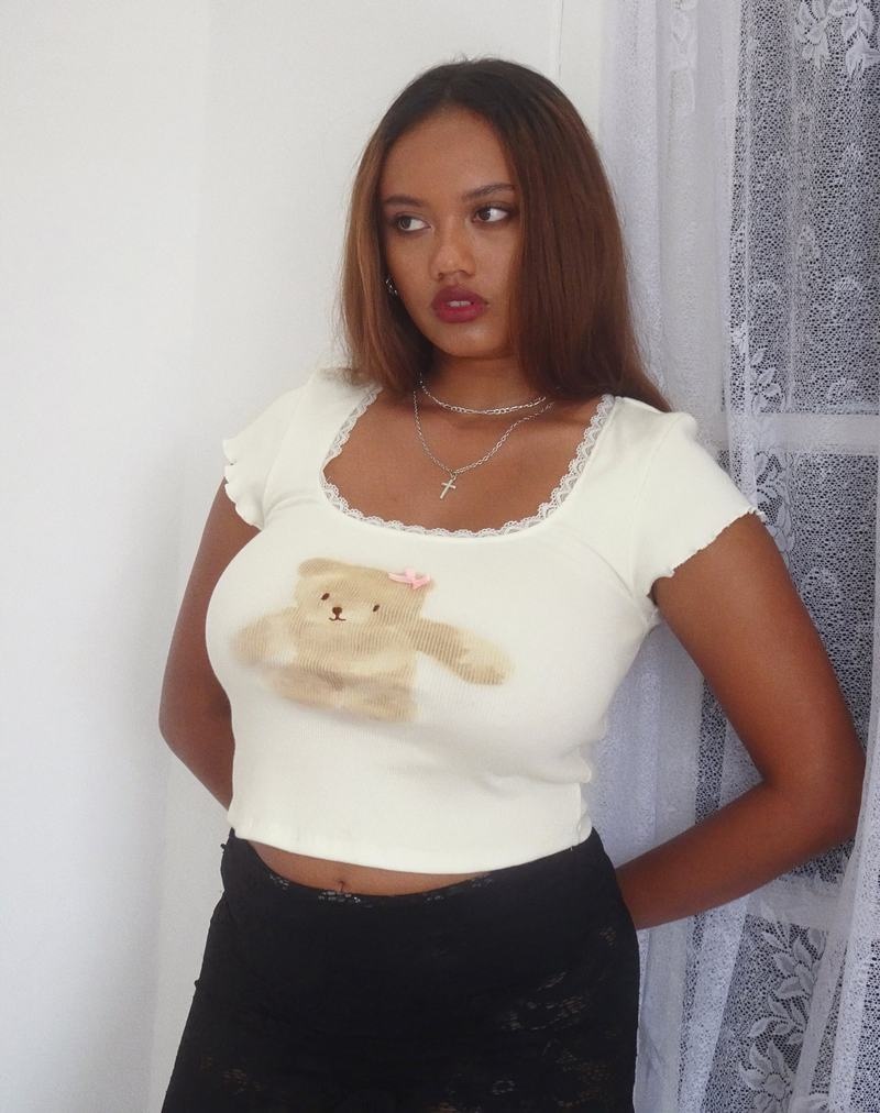 Motel Rocks Bovillo Cap Sleeve Top Naisten T Paidat Valkoinen | HDF8555FL