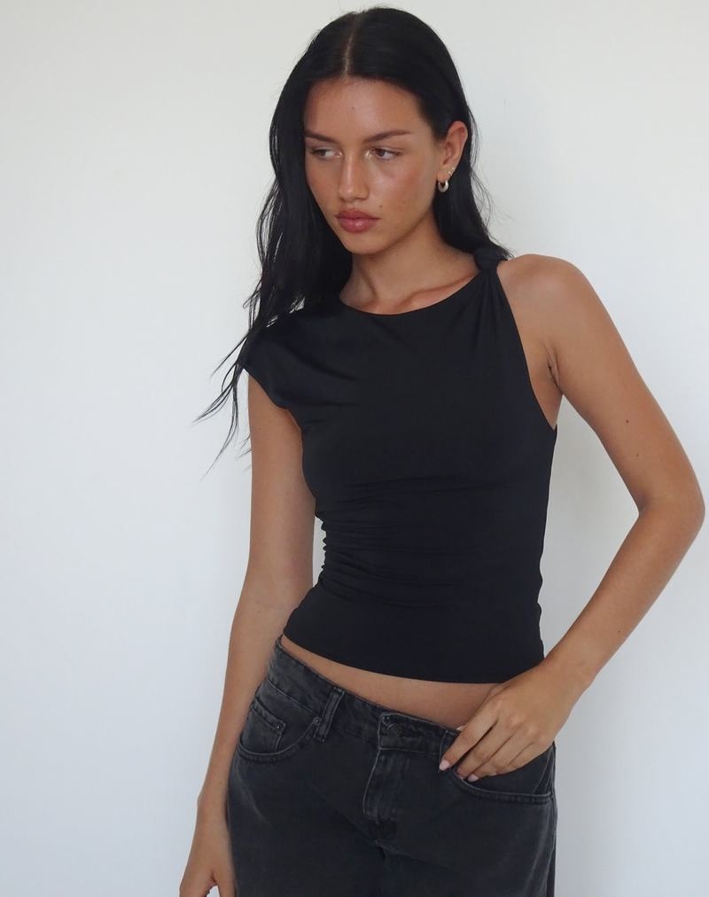 Motel Rocks Cambrie Asymmetrical Hihattomat Top Naisten Liivi Mustat | KGY7287HB