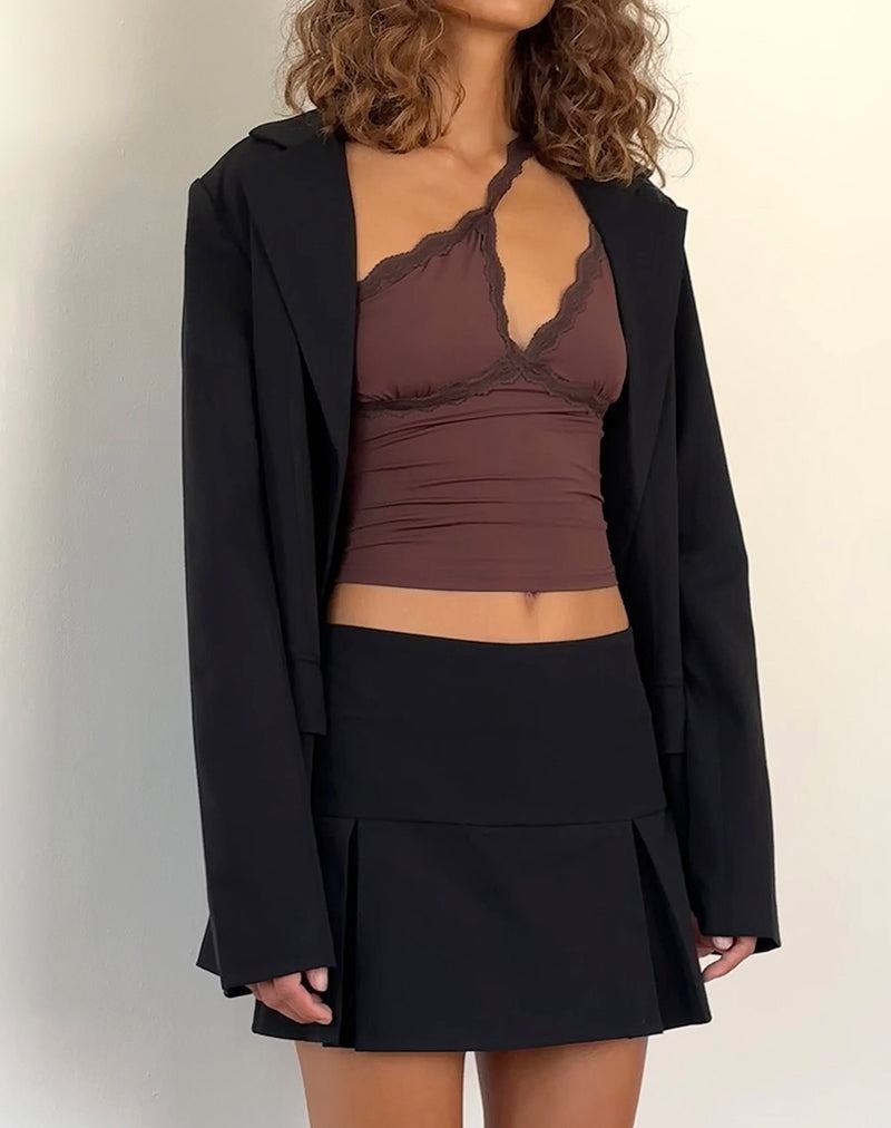 Motel Rocks Carolina One Shoulder Naisten Liivi Ruskea | WIO127SH