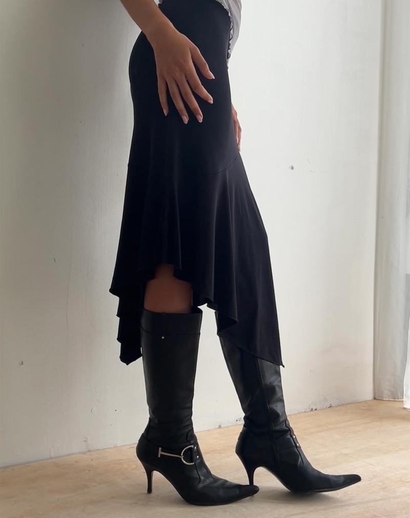 Motel Rocks Cinta Low Rise Midi Naisten Hameet Mustat | HPL5881OX