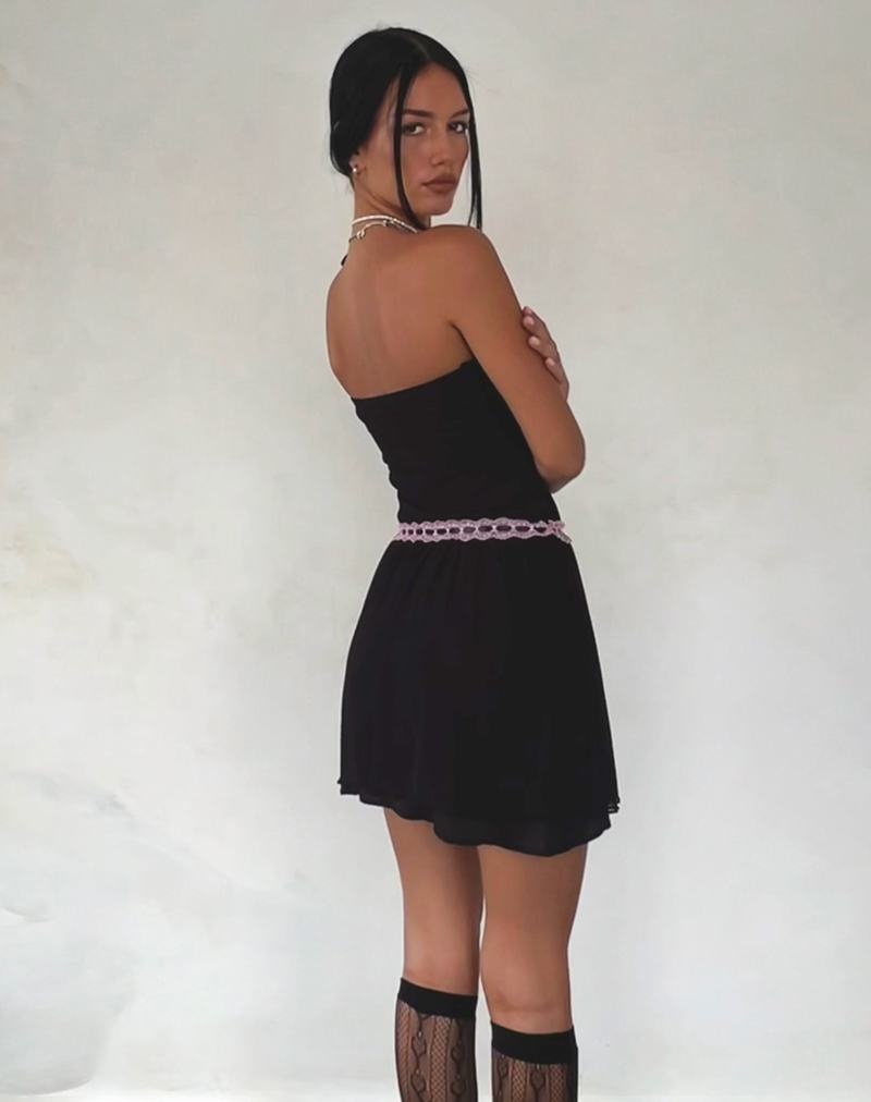 Motel Rocks Cleodora Bandeau Mesh Naisten Mini Mekko Mustat Pinkki | OWF7036DD