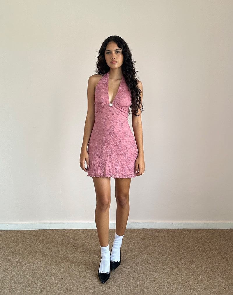 Motel Rocks Codami Halterneck Naisten Mini Mekko Pinkki | IFM841IL