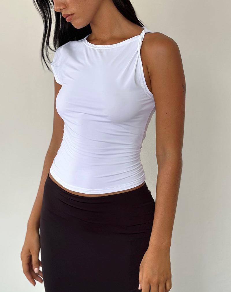 Motel Rocks Dannas Asymmetric Top Naisten T Paidat Valkoinen | EIS9188WM