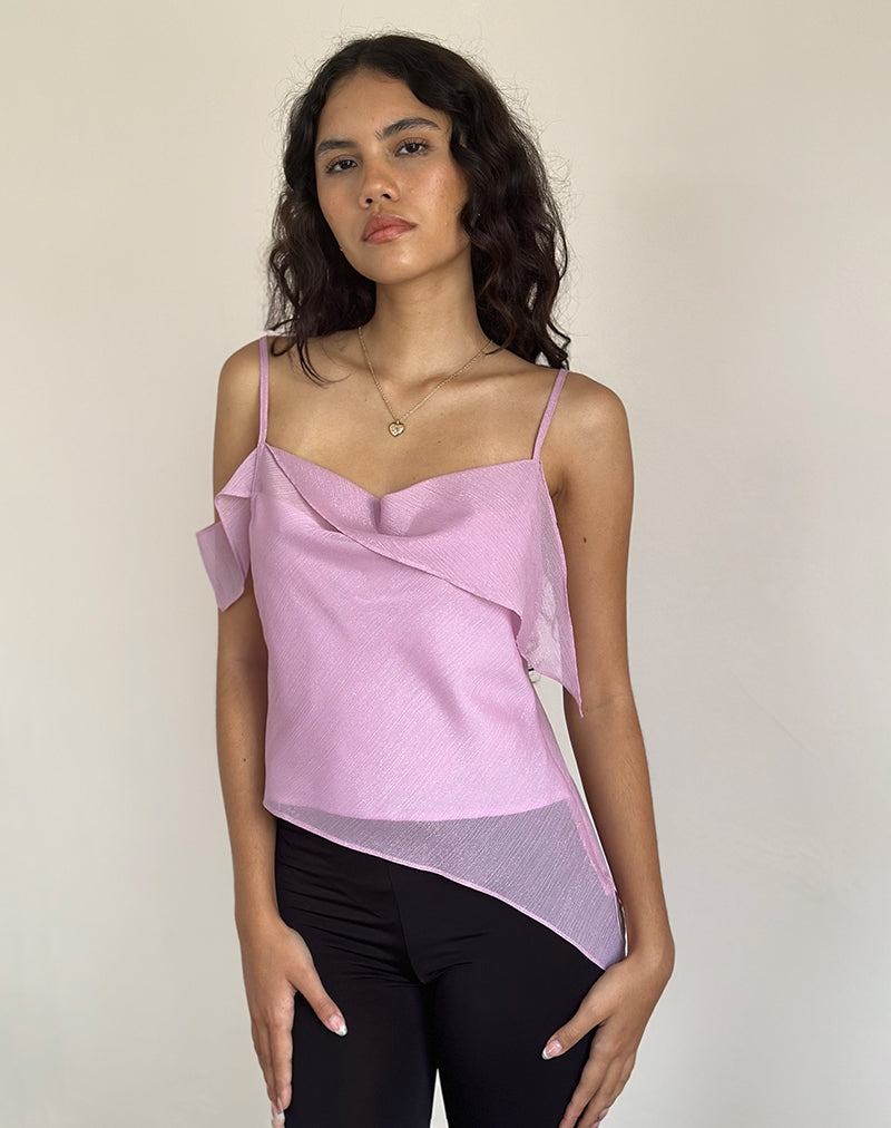 Motel Rocks Davila Chiffon Naisten Hihaton Paita Pinkki | QWJ924NS