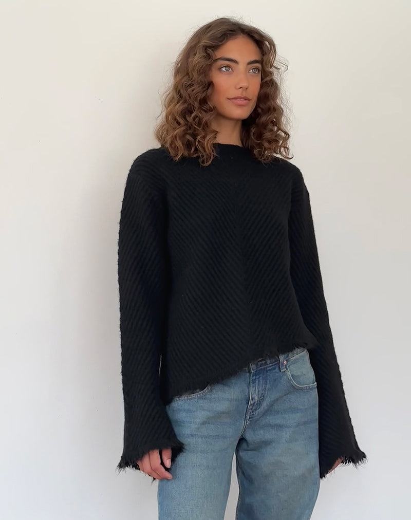 Motel Rocks Fergie Asymmetric Knit Naisten Puserot Mustat | GCX584UL