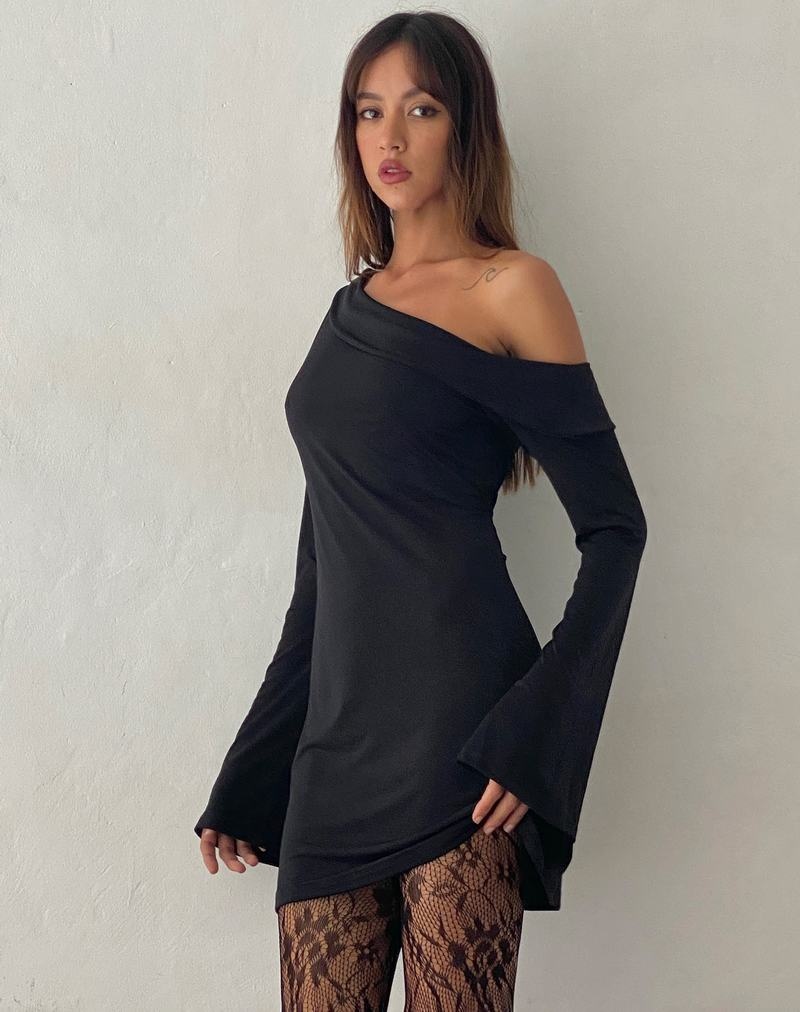 Motel Rocks Fliss Asymmetric Naisten Mini Mekko Mustat | LKA7335DT
