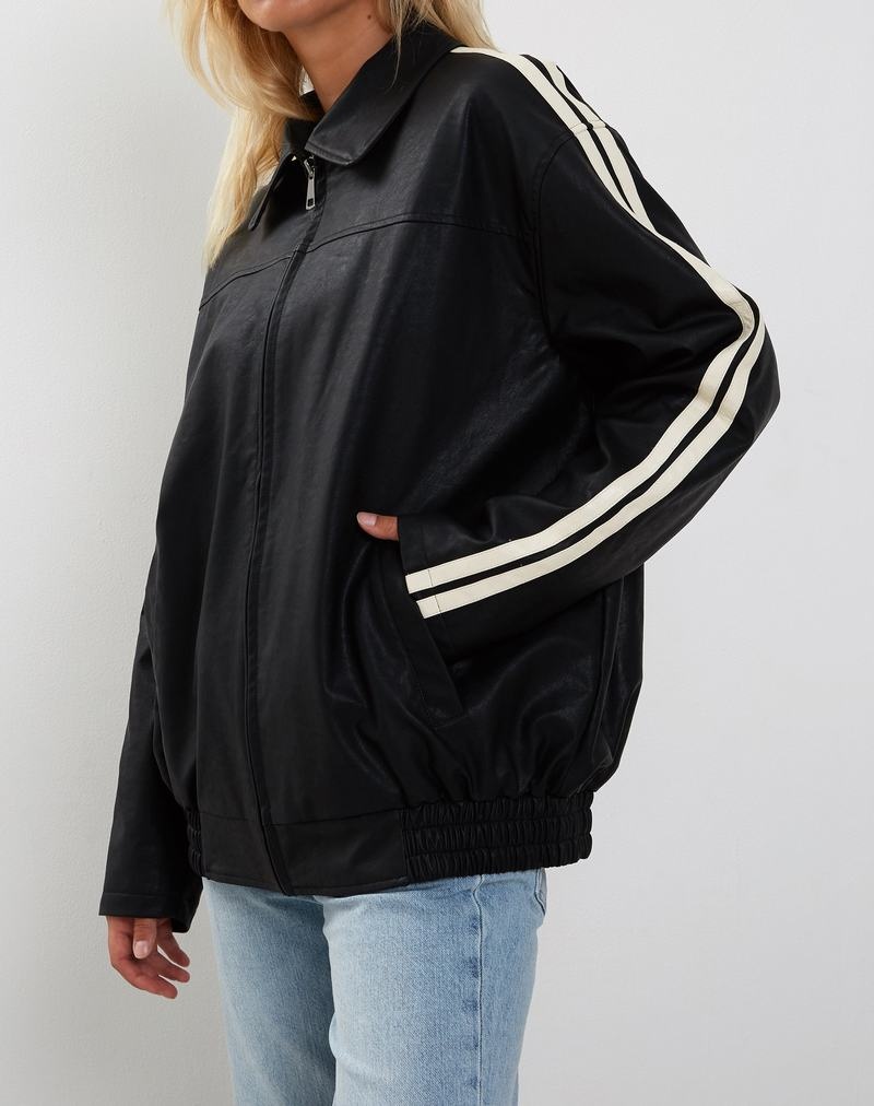 Motel Rocks Javana Zip Up Naisten Nahka Takki Mustat Beige | IBV4117HC