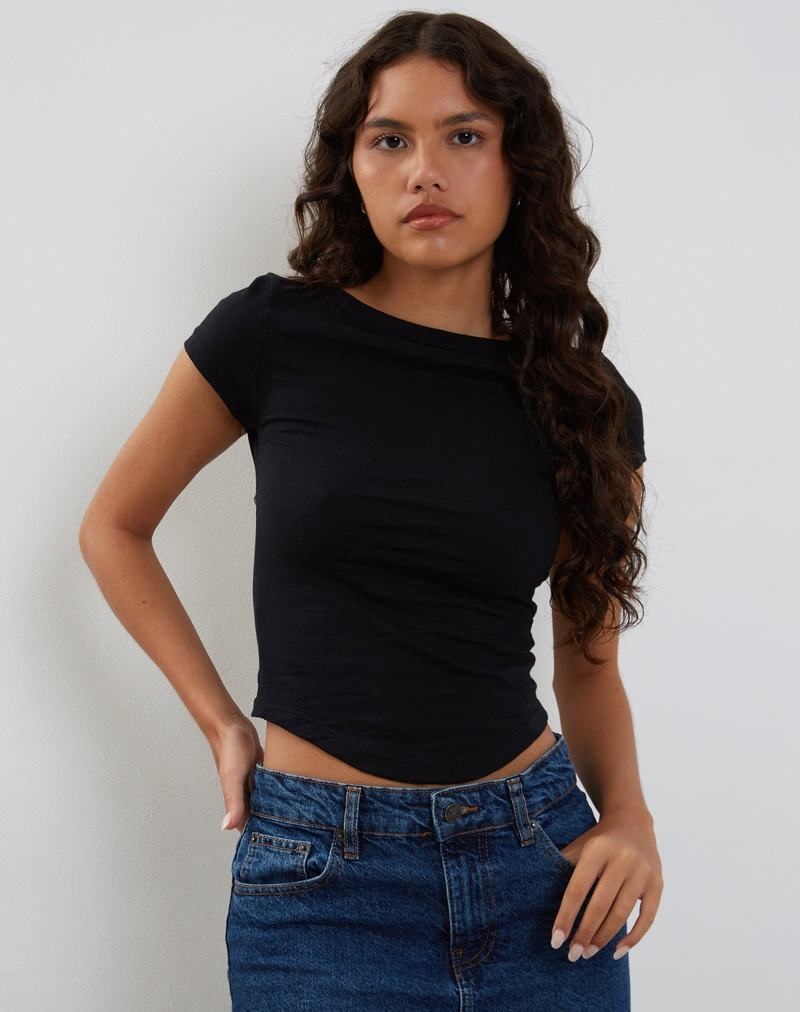 Motel Rocks Jojes Jersey Tee Naisten T Paidat Mustat | NSK6912AF