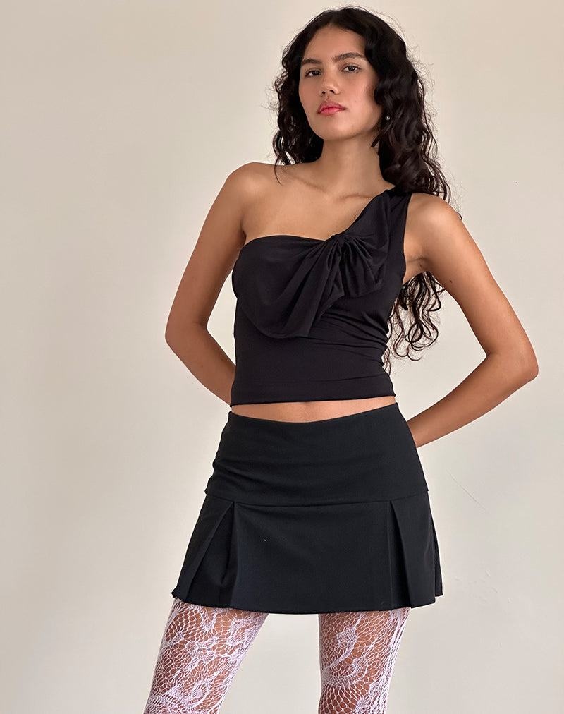 Motel Rocks Jovie One Shoulder Slinky Bow Naisten Liivi Mustat | UTZ2091AB