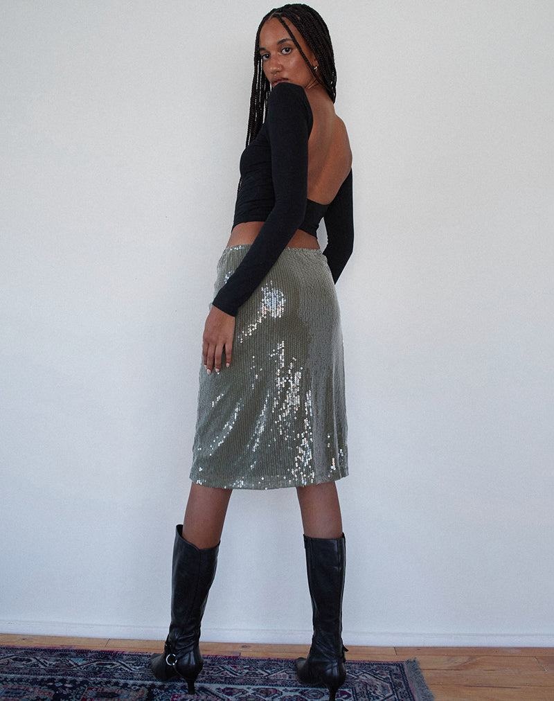 Motel Rocks Kavi Midi Naisten Hameet Khaki Vihreä | OPO3811PC