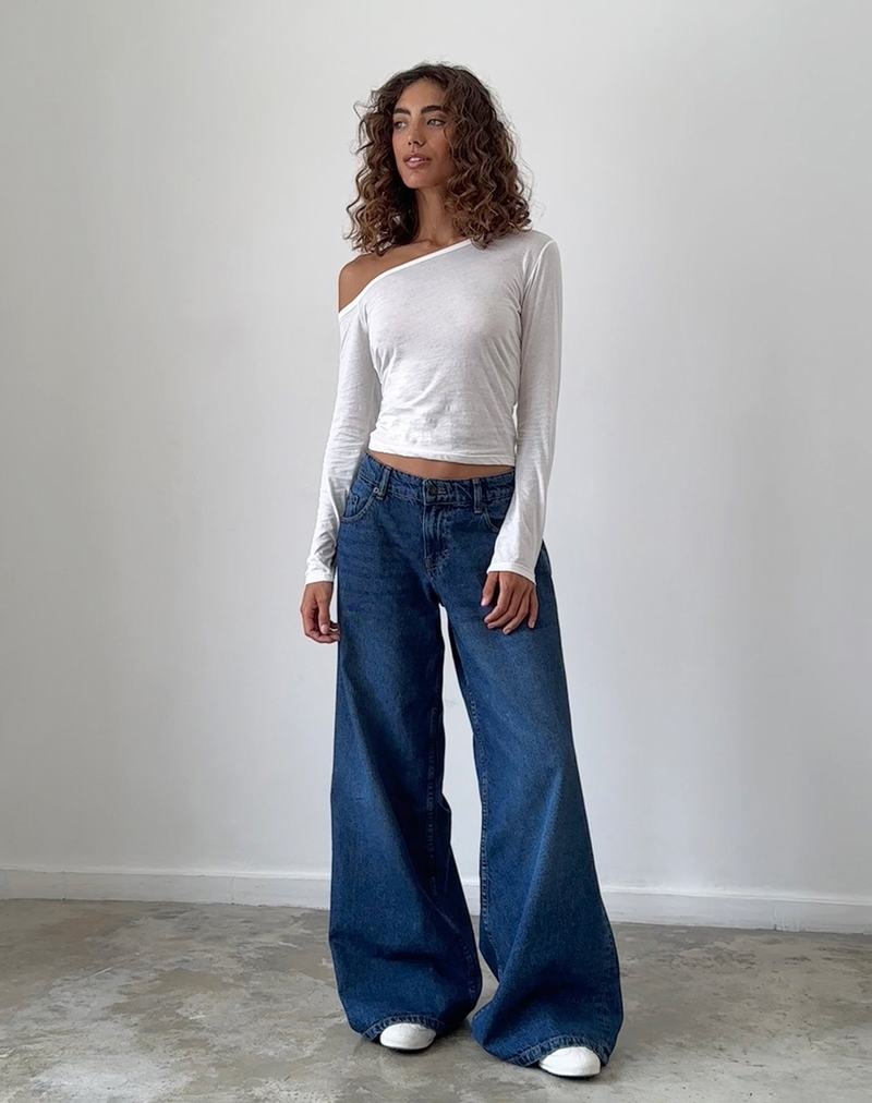 Motel Rocks Ledez Asymmetric Slouchy Naisten T Paidat Valkoinen | GOV5210JX