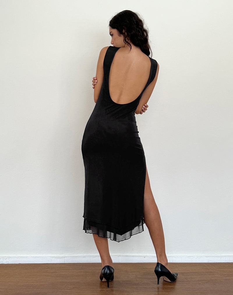 Motel Rocks Lyra Backless Naisten Midi Mekko Mustat | FHN4136LF