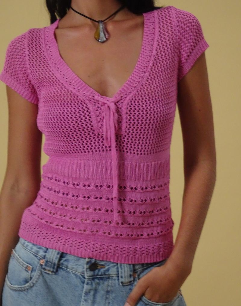 Motel Rocks Maika Neulottu Top Naisten Puserot Pinkki Pinkki | BLN1824FI