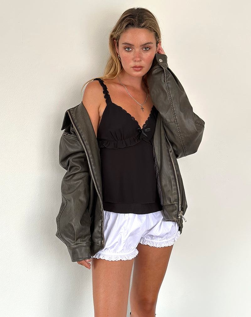 Motel Rocks Melinda Frill Edge Cami Naisten Hihaton Paita Mustat | YKF937WU
