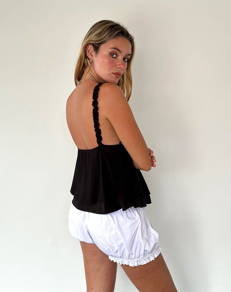 Motel Rocks Melinda Frill Edge Cami Naisten Hihaton Paita Mustat | YKF937WU