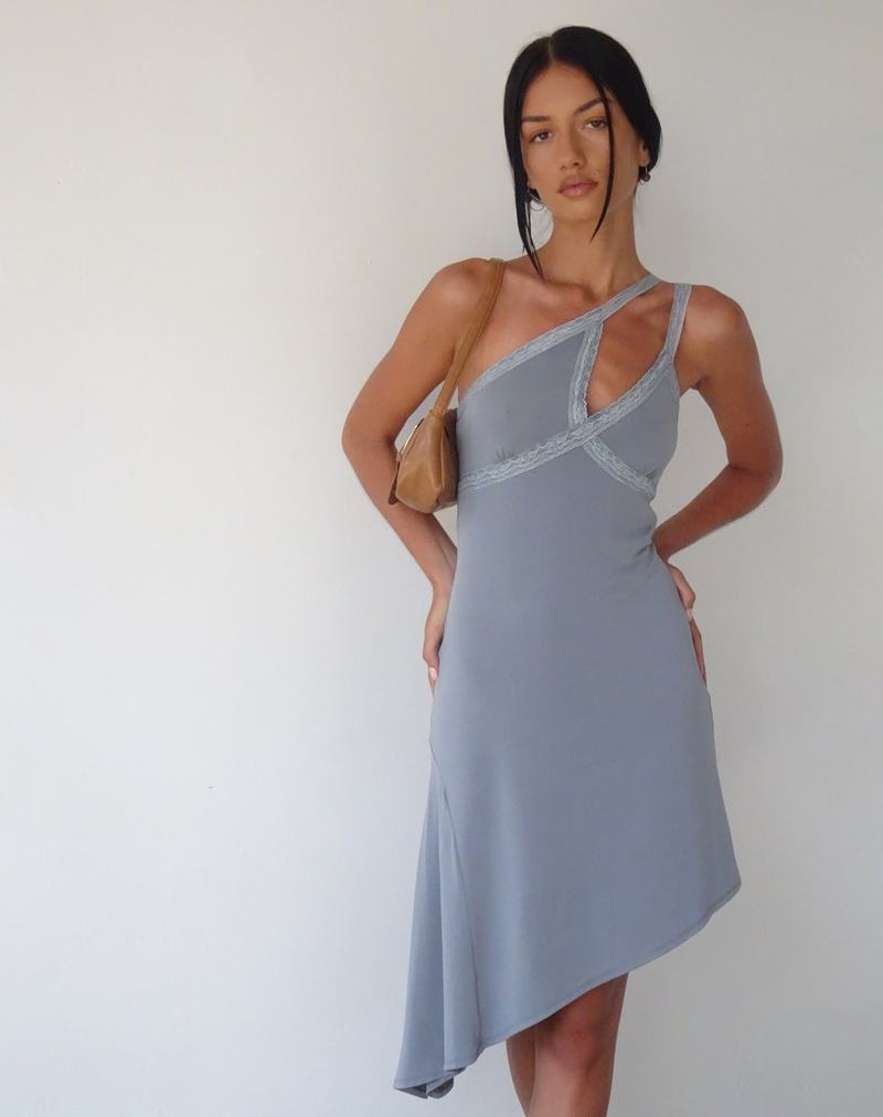 Motel Rocks Motel X Jacquie Chrissy Asymmetric Naisten Mini Mekko Harmaat | PWR728KZ
