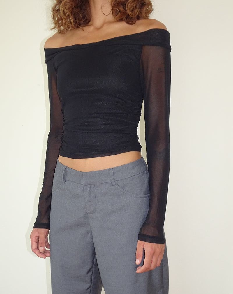 Motel Rocks Nauri Long Sleeve Bardot Naisten T Paidat Mustat | QAC8468HO