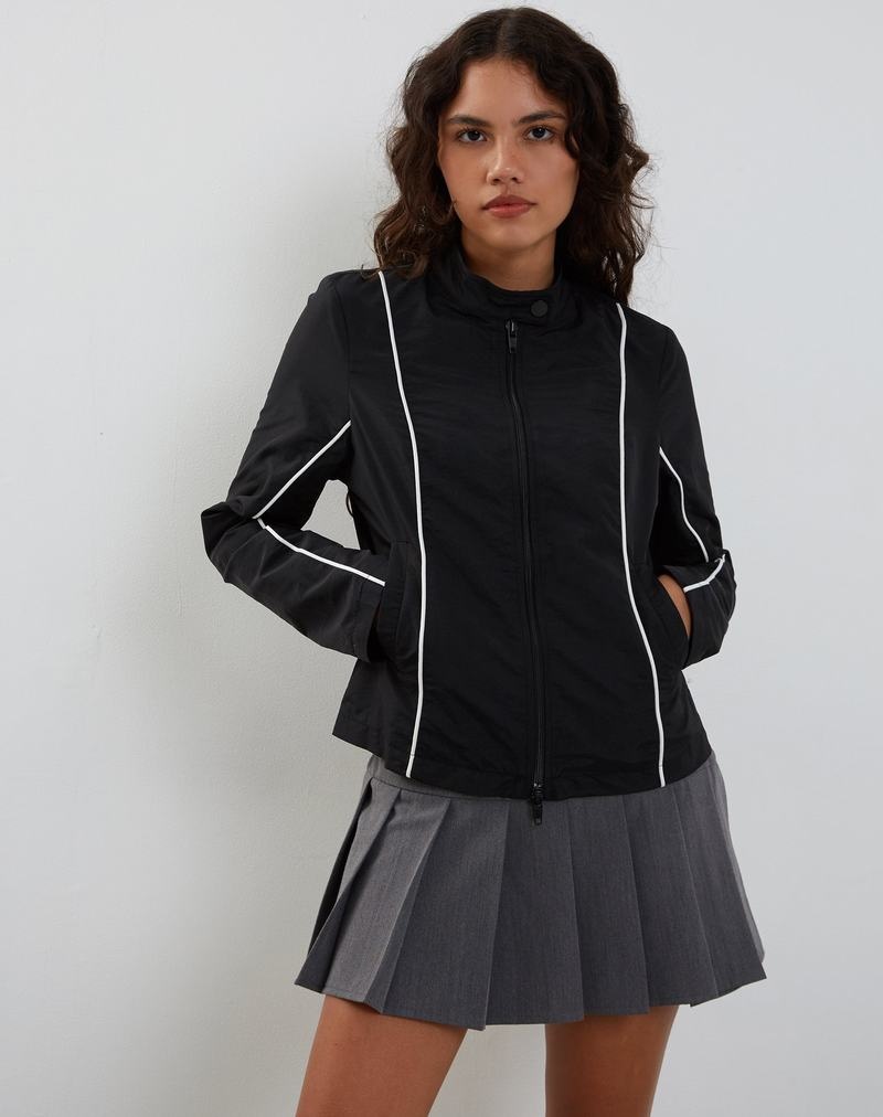 Motel Rocks Nila Zip Up Naisten Biker Takki Mustat | WUC8612DP