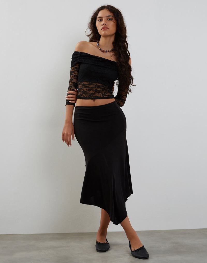 Motel Rocks Nixie Long Sleeve Bardot Naisten T Paidat Mustat | MLU3077EH