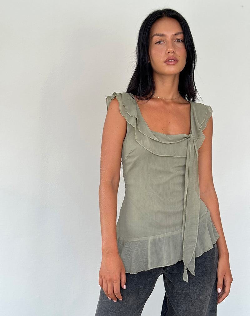 Motel Rocks Piro Ruffle Longline Naisten Liivi Vihreä | QJM2954UD
