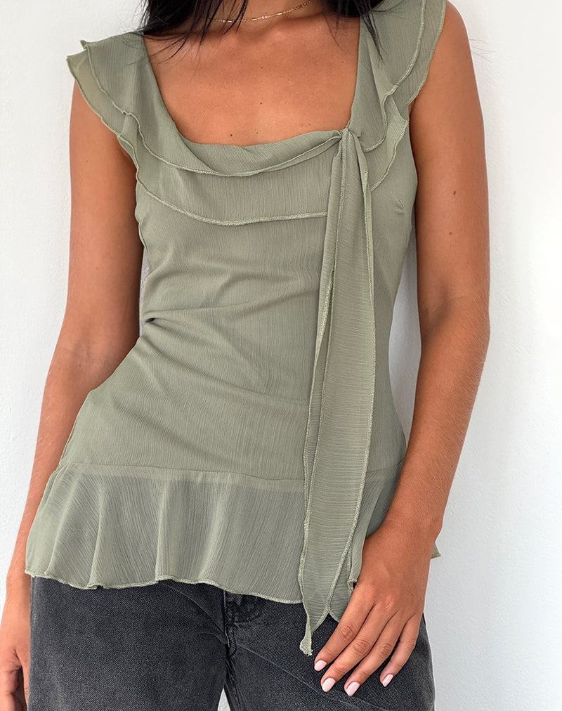 Motel Rocks Piro Ruffle Longline Naisten Liivi Vihreä | QJM2954UD