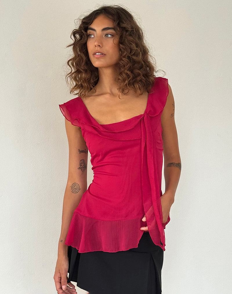 Motel Rocks Piro Ruffle Longline Naisten Liivi Punainen | LXR8482IO