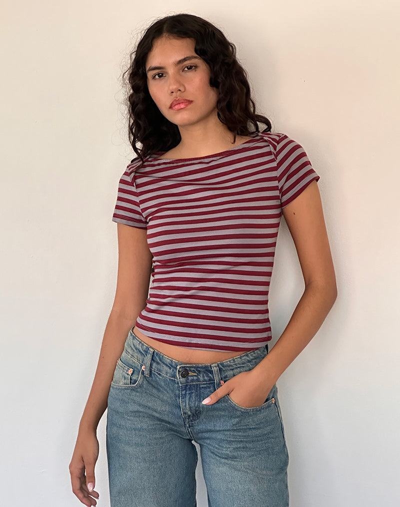 Motel Rocks Ralina Lyhyt Sleeve Top Naisten T Paidat Harmaat | DXT5275CL