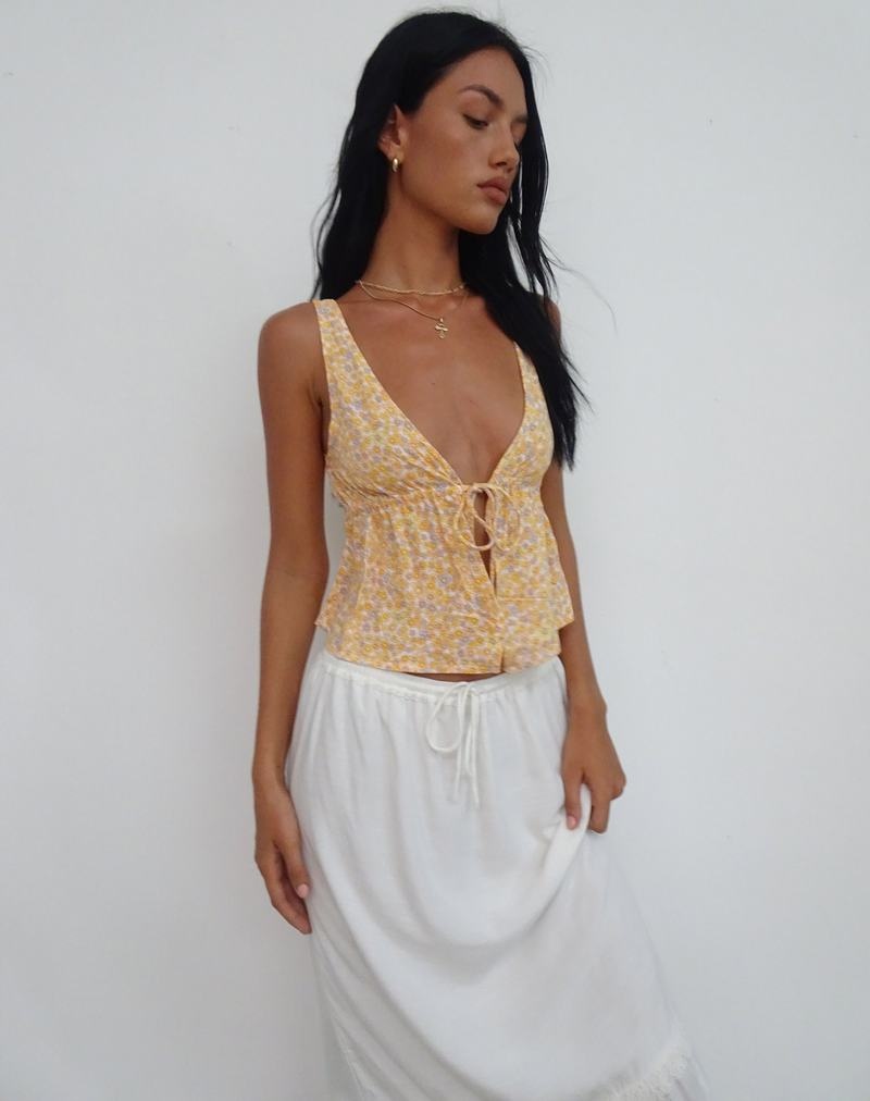 Motel Rocks Rolia Tie Front Top Naisten Liivi Keltainen | PGH116WJ