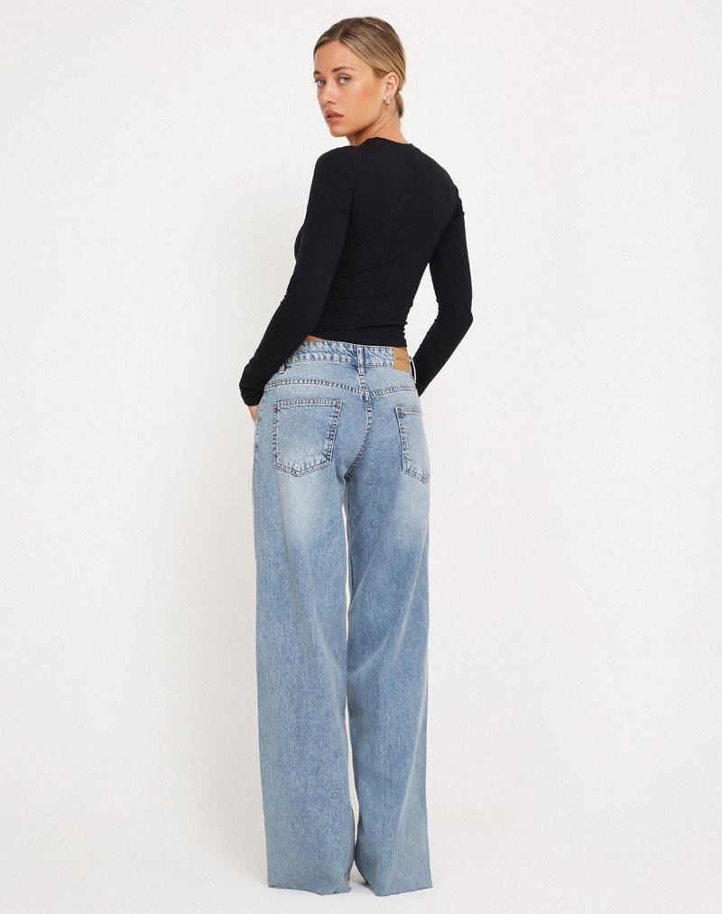 Motel Rocks Roomy Extra Leveät Raw Hem Low Rise Naisten Farkut Sininen | YRN8262BN