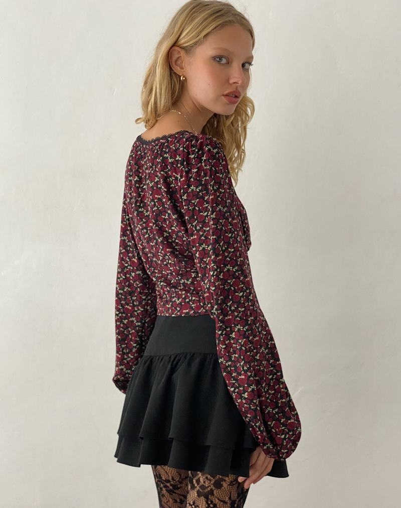 Motel Rocks Rosani Long Sleeve Naisten Pusero Tummanpunainen Mustat | OUV3979HJ