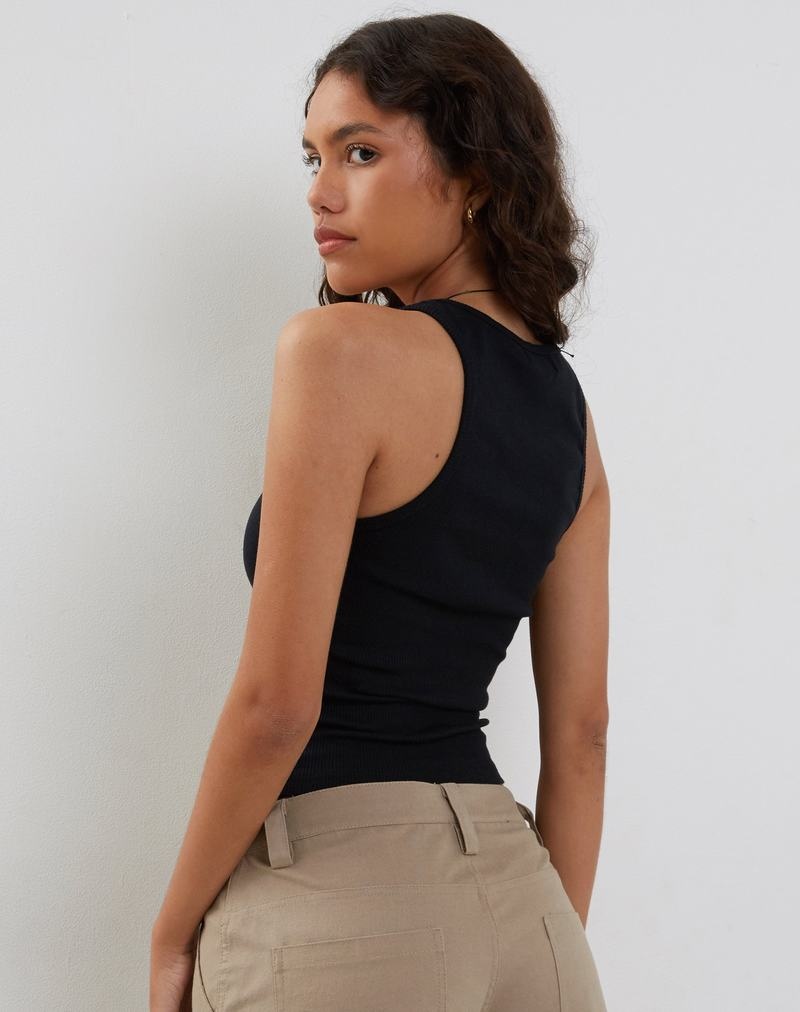 Motel Rocks Roxe Ribbed Top Naisten Liivi Mustat | ZUU9465VL