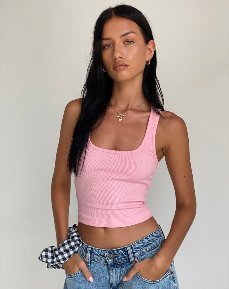 Motel Rocks Roxe Ribbed Top Naisten Liivi Pinkki | UNR188FC