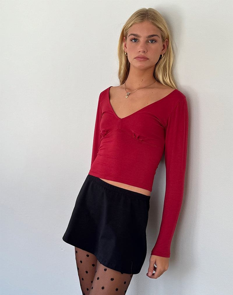 Motel Rocks Sisil Long Sleeve Naisten T Paidat Punainen | SDJ2955TQ