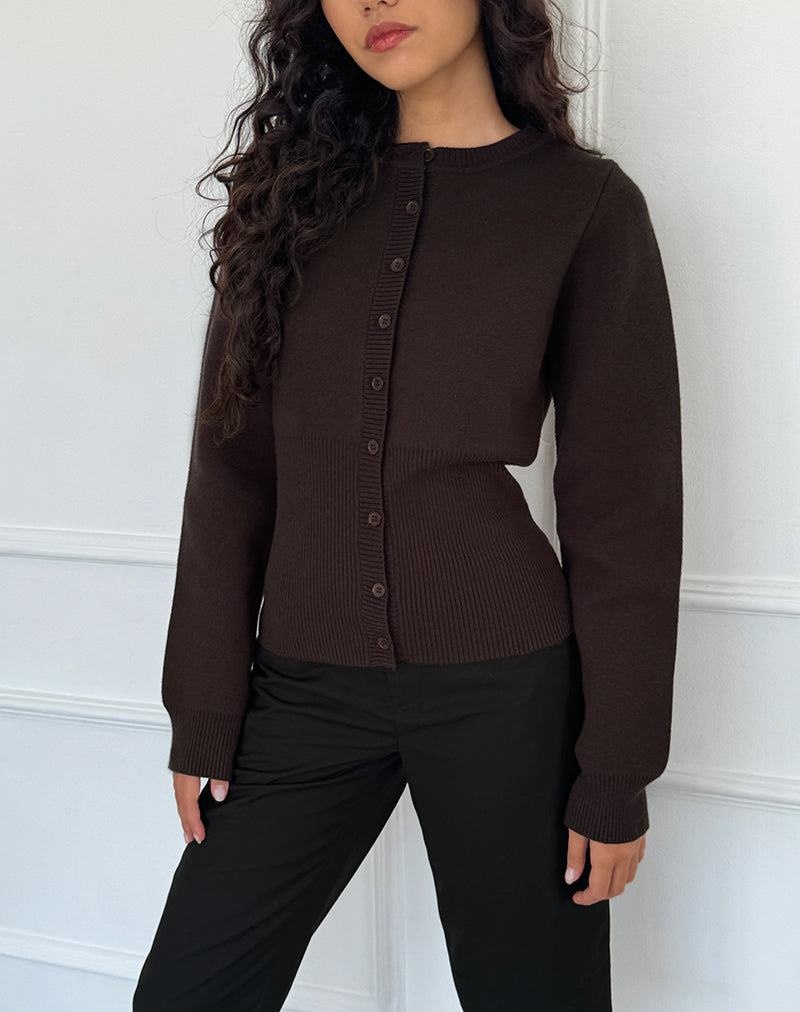 Motel Rocks Subra Long Sleeve Ribbed Hem Naisten Neuletakki Tummanruskea | UTE9821OA