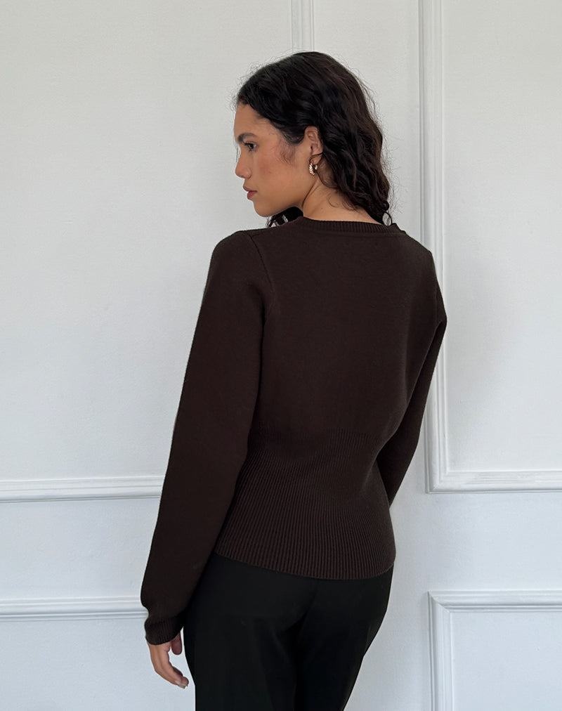 Motel Rocks Subra Long Sleeve Ribbed Hem Naisten Neuletakki Tummanruskea | UTE9821OA