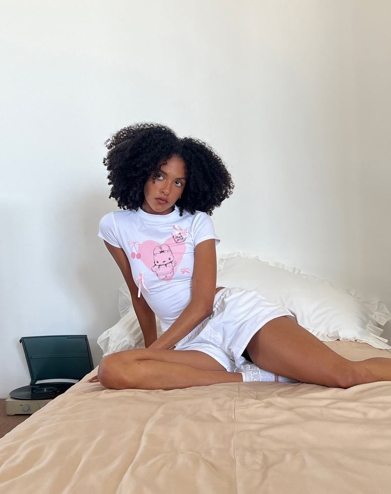 Motel Rocks Tiona Cropped Tee Naisten T Paidat Valkoinen | PIA206CN