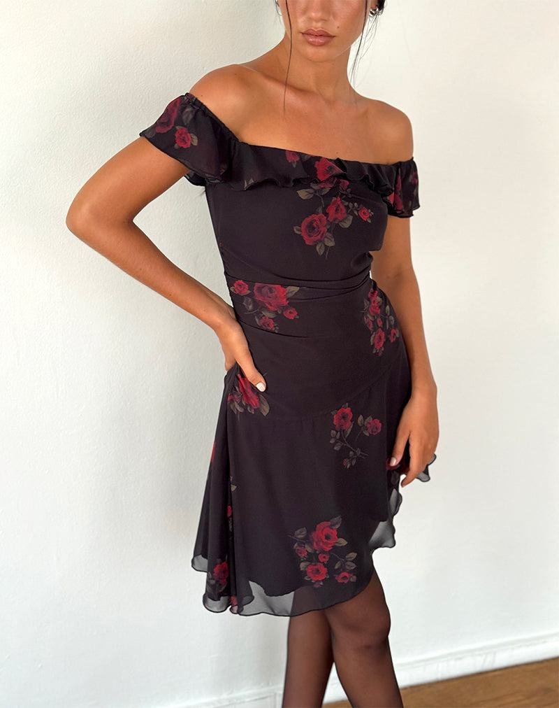 Motel Rocks Ursula Bardot Naisten Mini Mekko Mustat Punainen | VWA7899BV