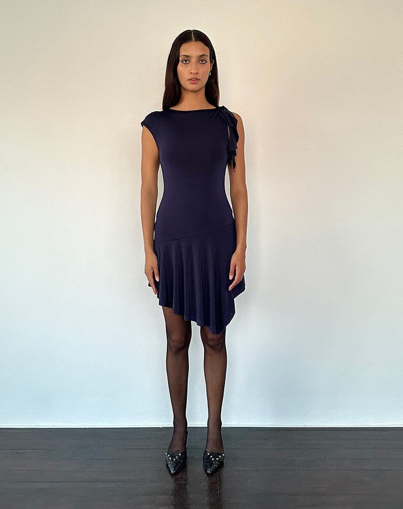 Motel Rocks Winslow Asymmetric Frill Naisten Mini Mekko Laivastonsininen | ZSJ975AQ